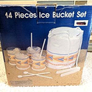 14 Piece Vintage Inflatable Ice Bucket Set New In Box From Revco Drug